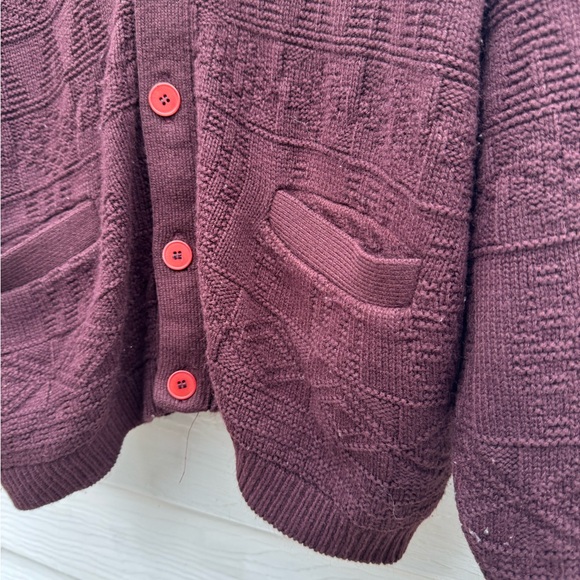 Vintage Cardigan Tip Top Tailors / Burgundy / Large / 90s - Picture 6 of 6